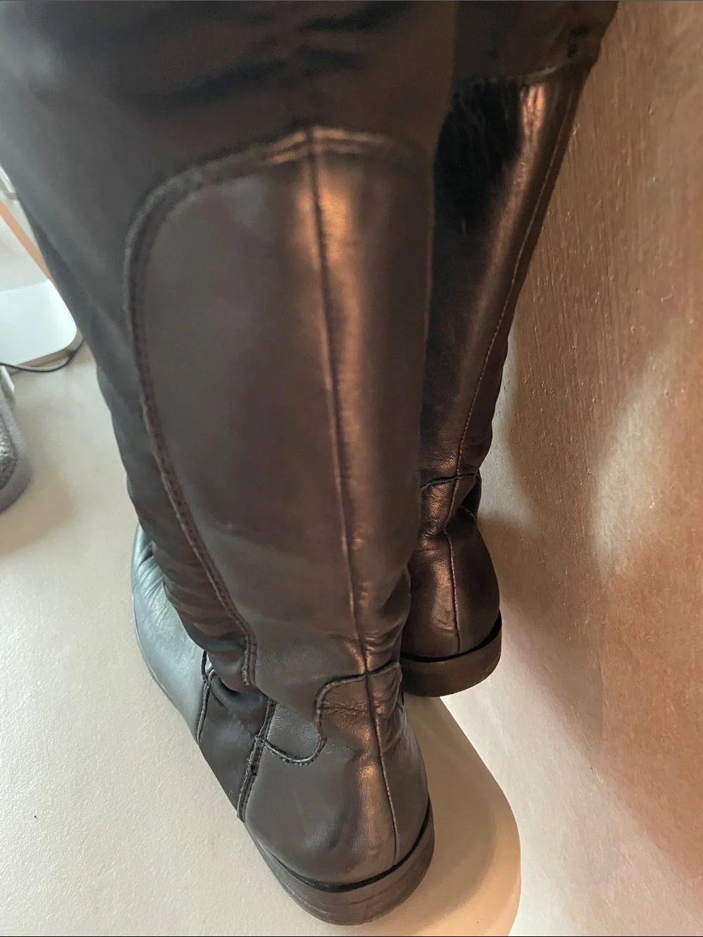 Franco Sarto Black Glove-Leather Over-The-Knee Boots